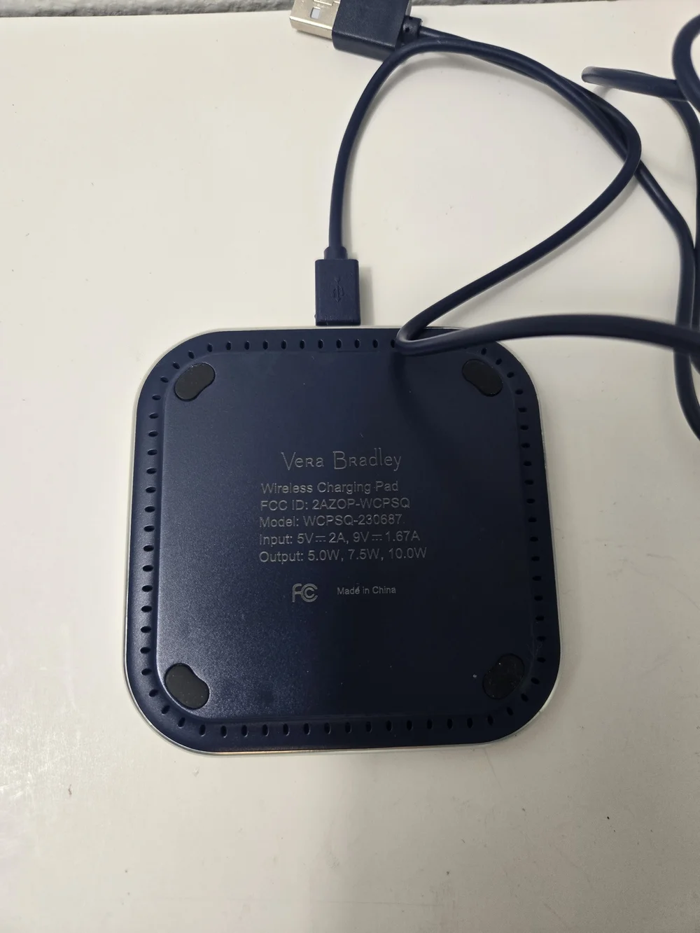 Vera Bradley Navy Floral Wireless Charger with Multicolor Butterfly Print